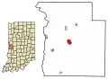 Location of Rockville in Parke County, Indiana.