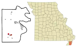 Location of Steele, Missouri