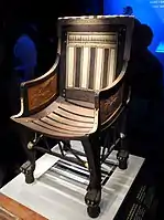 Armchair of Tutankhamun; 1336–1326 BC; wood, ebony, ivory and gold leaf; height: 71&nbsp;cm; Exposition of Tutankhamun Treasure in Paris (2019)
