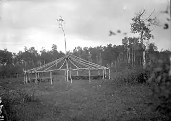 Circular Wood Frame Structure Used on Ceremonial Occasions, Waterhen River, Northern Saskatchewan