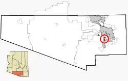 Location in Pima County and the state of Arizona