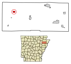 Location of Weiner in Poinsett County, Arkansas.