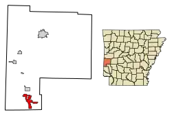 Location of Grannis in Polk County, Arkansas.