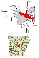 Location of North Little Rock in Pulaski County, Arkansas