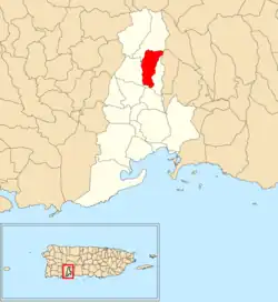 Location of Quebrada Honda within the municipality of Guayanilla shown in red