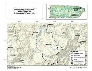 Lambert conformal conic projection map showing area of Río Espíritu Santo