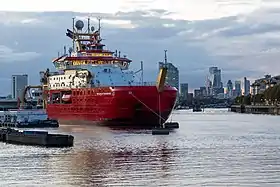RSS Sir David Attenborough with the City of London in the background