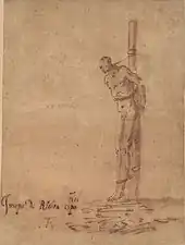 Man Bound to a Stake, 1940s, pen & wash, 21.6 x 16.3&nbsp;cm. California Palace of the Legion of Honor