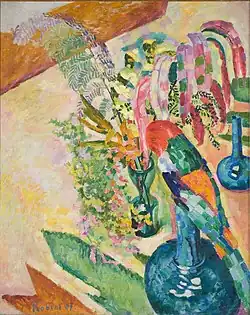 Robert Delaunay, 1907, Still Life with a Parrot, oil on canvas, 82.5 x 66.5&nbsp;cm, Unterlinden Museum. Another version of that painting belongs to the Thyssen-Bornemisza Museum.
