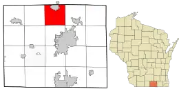 Location in Rock County and the state of Wisconsin.