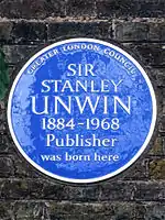 Blue Plaque on his birthplace.