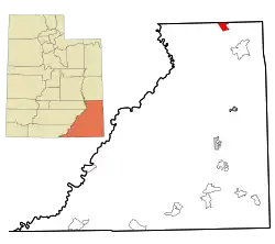 Location in San Juan County and the state of Utah.