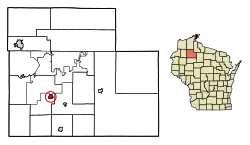 Location of Couderay in Sawyer County, Wisconsin.