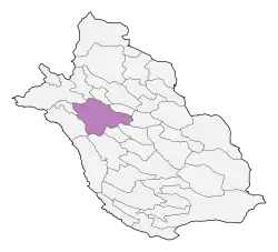 Location of Shiraz County in&nbsp;Fars&nbsp;province