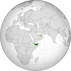 Map indicating locations of Somaliland and United Arab Emirates