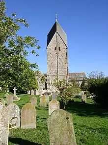 Sompting Church, Sussex, with the only Anglo-Saxon Rhenish helm tower to survive, c. 1050