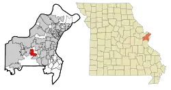 Location of Manchester, Missouri