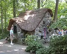 A cottage in the "Enchanted Garden" section of the grounds, intended for families with children