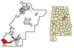 Location of Fayetteville in Talladega County, Alabama.