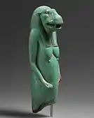 Amulet depicting Taweret; 664–332&nbsp;BC; faience; height: 9.7&nbsp;cm; Metropolitan Museum of Art