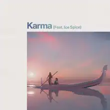 Cover art of "Karma" remix showing Taylor Swift and Ice Spice on a boat