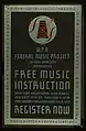 (1938) Poster advertising a free music instruction opportunity