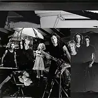 The above image shows 8 members of iNsuRge that played with the band for the longest periods. From Left to Right: Paul Bianco (percussion), Matt Richmond (drums), Mattieu Macroth (bass), Monique Wakelin (sampler, vocals), Chris Dubrow (guitar, vocals), Darryl Sims (drums), Sean Burnett (percussion), Mark Avery (bass).