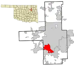 Location within Tulsa County, and the state of Oklahoma