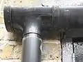 A collector with 112&nbsp;mm gutter, draining into 68&nbsp;mm downpipe