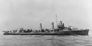USS Bancroft (DD-598) off Boston in April 1942