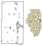 Location of Oakwood in Vermilion County, Illinois.