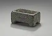 Vessel with guilloche pattern; 2000–1500; chlorite; 3.33 x 6.67 x 3.81&nbsp;cm; Los Angeles County Museum of Art