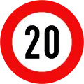 127: Maximum speed limit (20&nbsp;km/h)