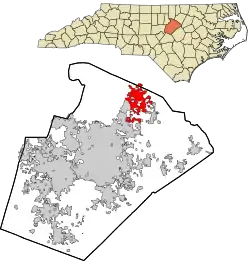 Location in Wake County and the state of North Carolina.