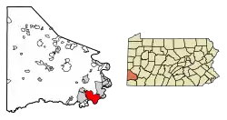 Location of Centerville in Washington County, Pennsylvania.