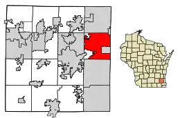 Location of Brookfield in Waukesha County, Wisconsin