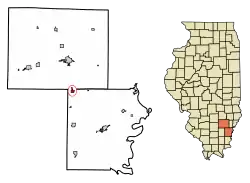 Location of Mill Shoals in Wayne County, Illinois.