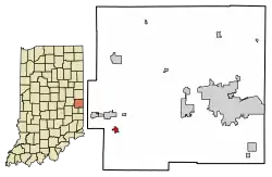 Location of Milton in Wayne County, Indiana.