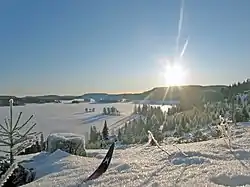 Winter scenery at lake Øyangen, Krokskogen, Oslomarka