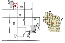 Location of Hewitt in Wood County, Wisconsin.