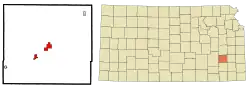 Location within Woodson County and Kansas