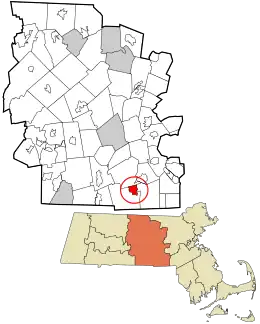 Location in Worcester County and the state of Massachusetts.