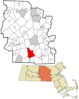 Location in Worcester County and the state of Massachusetts.