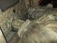Effigies of Edward Bromley, a judge of the 16th and 17th centuries, and Margaret Lowe, his wife.