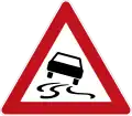 Sign 114Slipperiness when road is wet or dirty