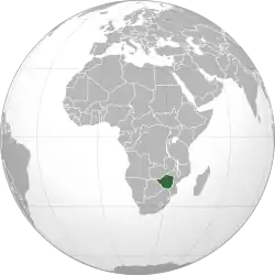 Location of&nbsp;Zimbabwe&nbsp;(dark green)
